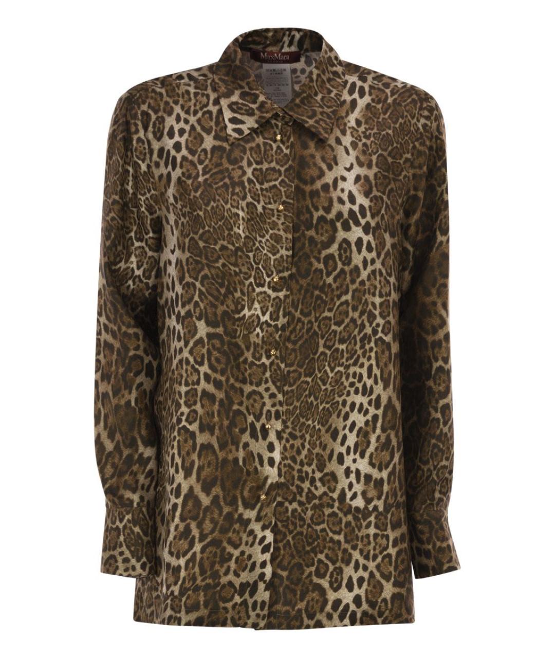 MAX MARA Коричневая шелковая рубашка, фото 1