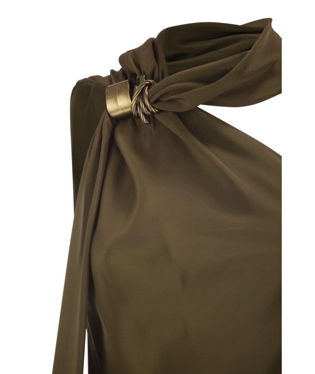 MAX MARA Хаки полиамидовое коктейльное платье, фото 4