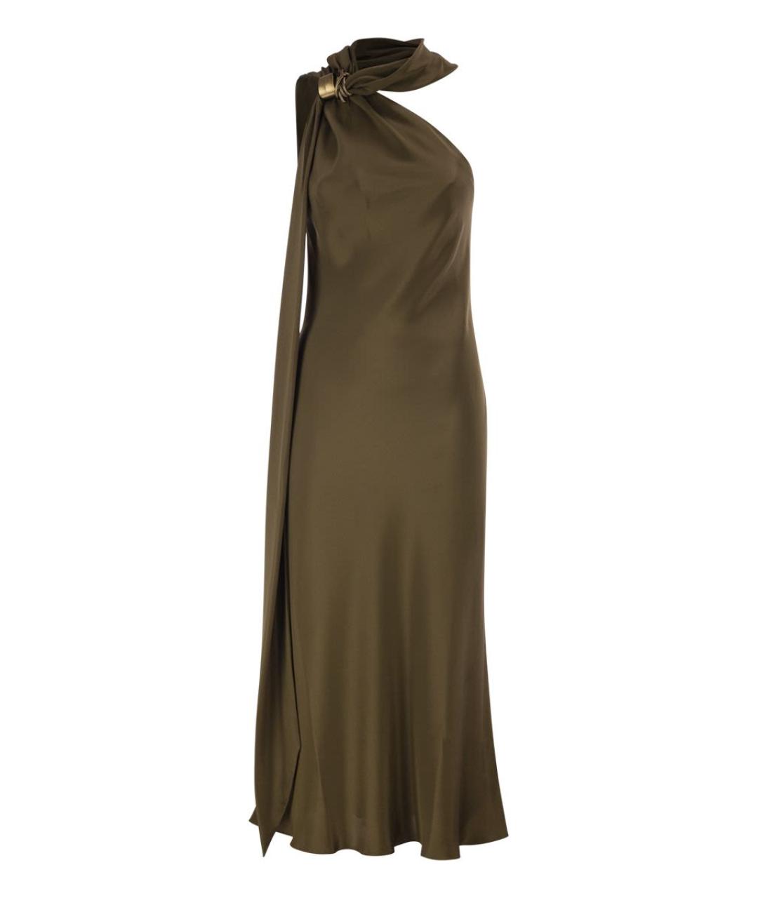 MAX MARA Хаки полиамидовое коктейльное платье, фото 1