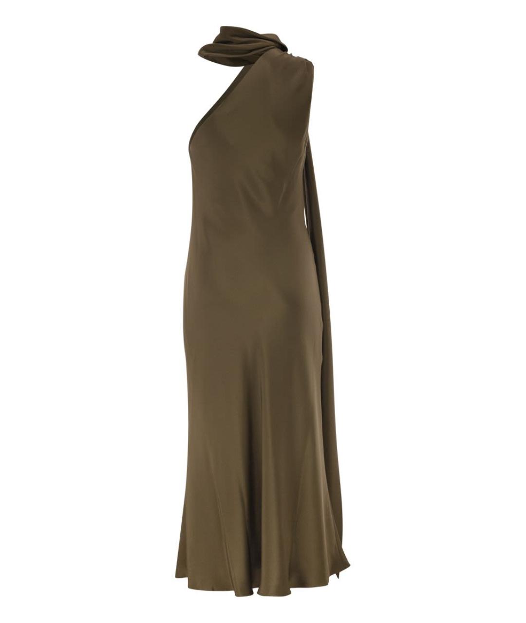 MAX MARA Хаки полиамидовое коктейльное платье, фото 2
