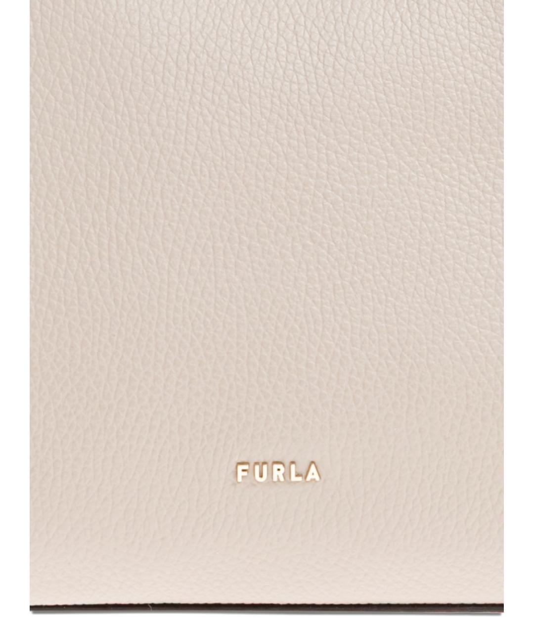 FURLA Бежевая кожаная сумка через плечо, фото 4
