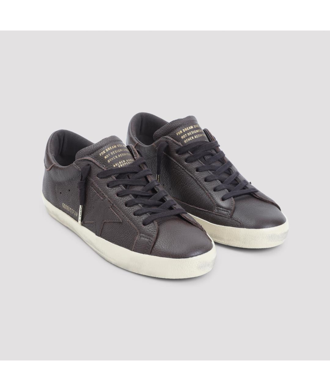 GOLDEN GOOSE Коричневые кожаные низкие кроссовки / кеды, фото 3
