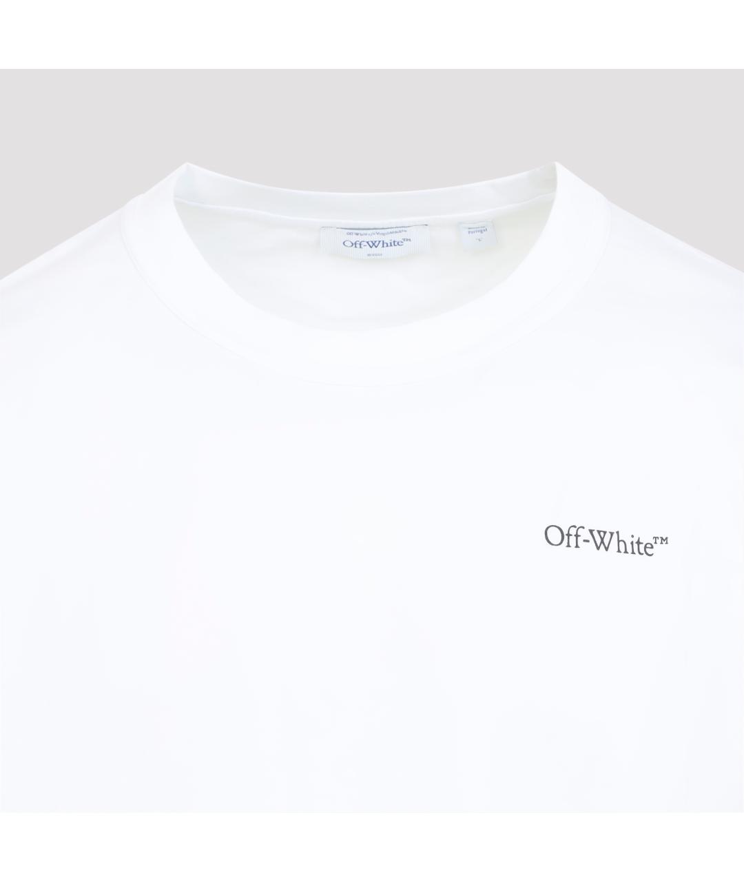 OFF-WHITE Белая хлопковая футболка, фото 3