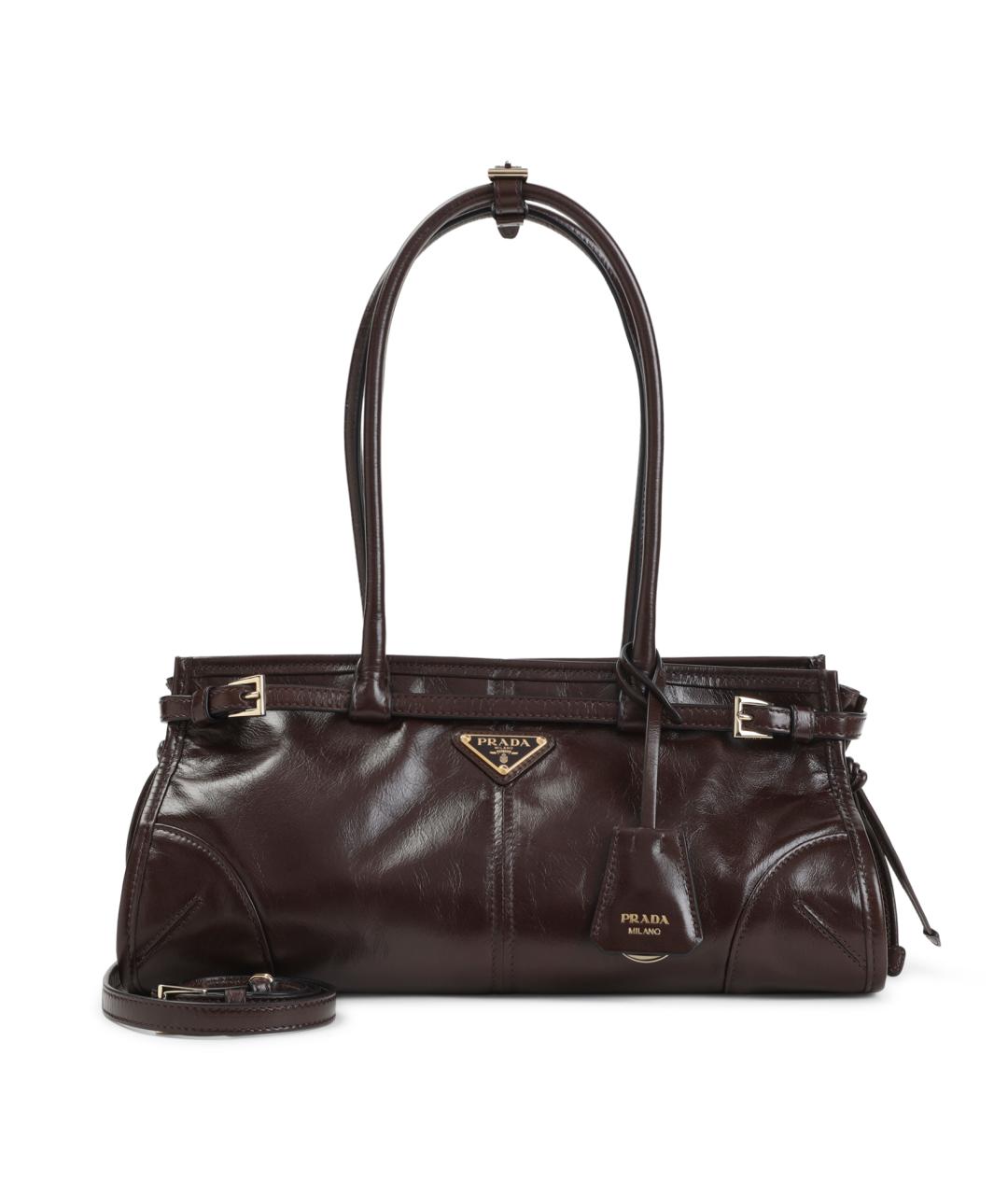 PRADA Коричневая кожаная сумка через плечо, фото 1