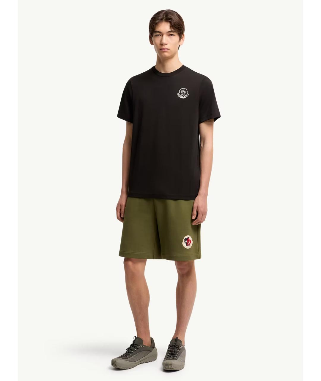 MONCLER Черная хлопковая футболка, фото 2