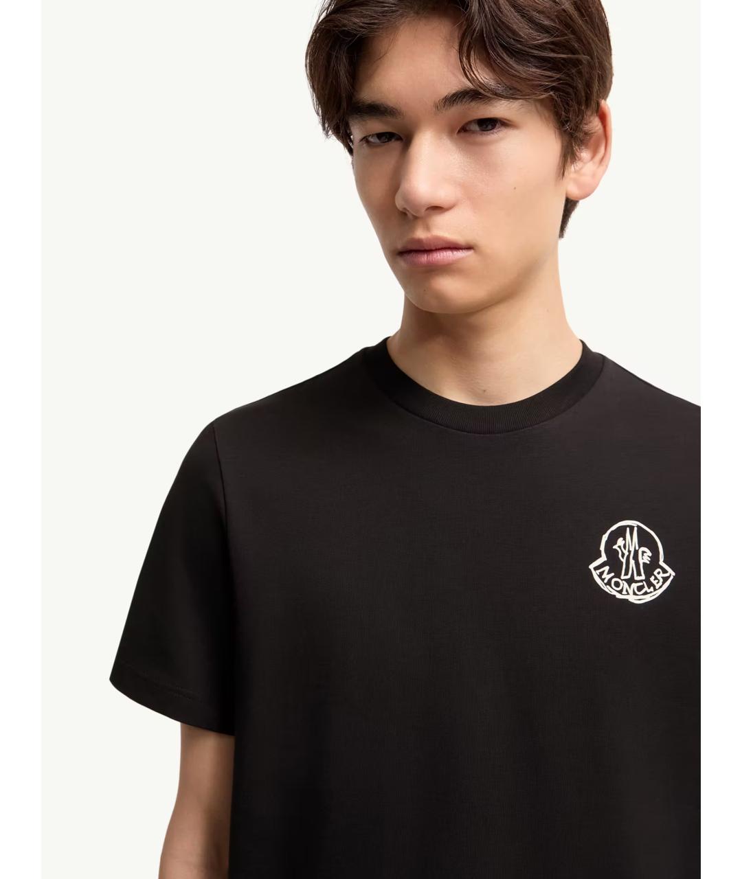 MONCLER Черная хлопковая футболка, фото 3