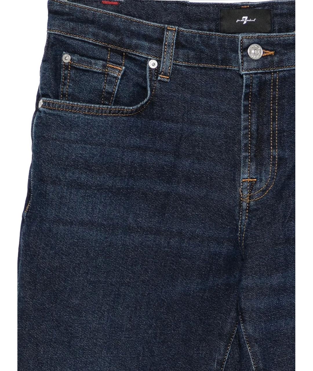 7 FOR ALL MANKIND Синие хлопковые прямые джинсы, фото 3