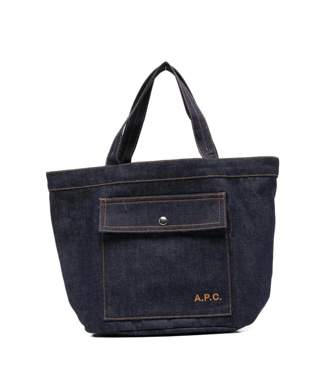 A.P.C. Синяя хлопковая сумка тоут, фото 1