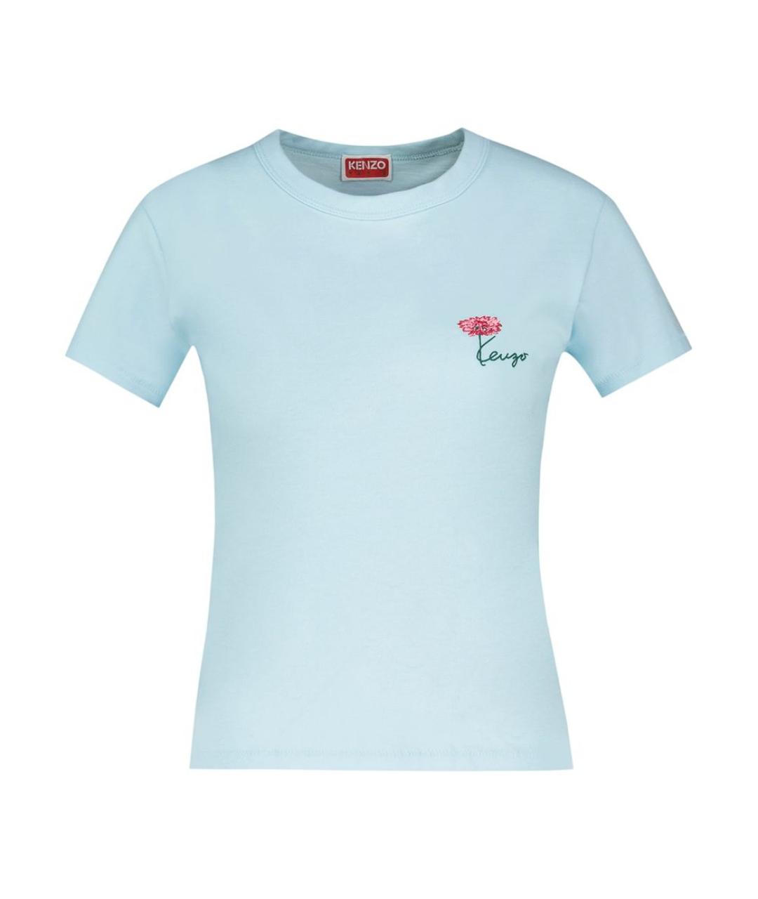KENZO Голубая хлопковая футболка, фото 1