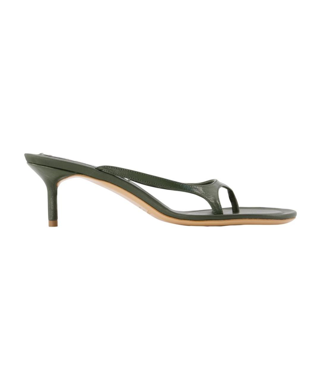 ACNE STUDIOS Зеленые кожаные сандалии, фото 3