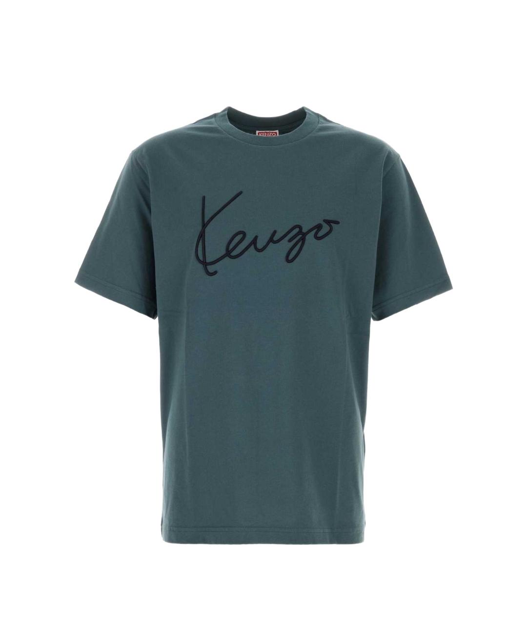 KENZO Бирюзовая хлопковая футболка, фото 1