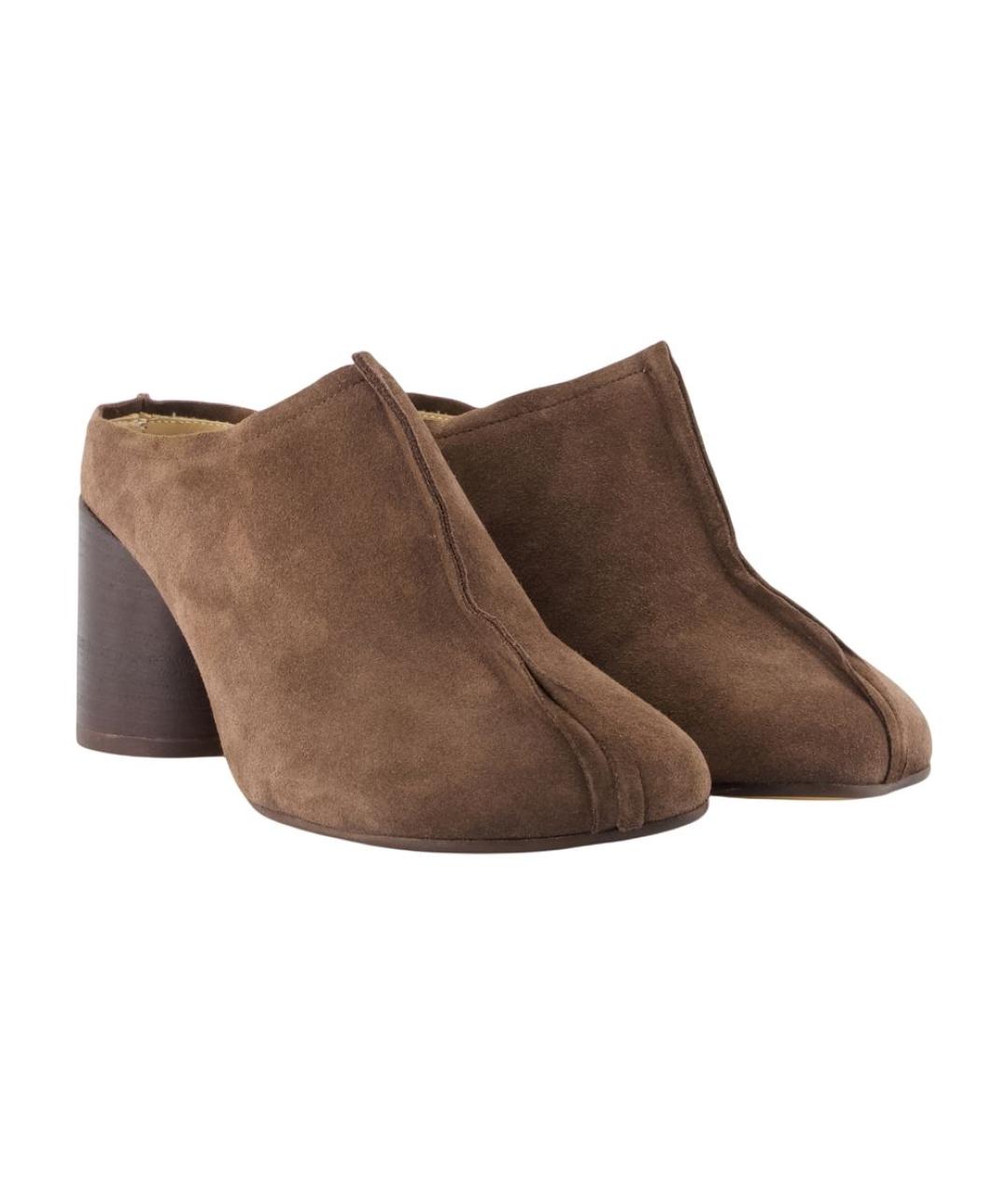 MM6 MAISON MARGIELA Коричневые замшевые мюли, фото 2