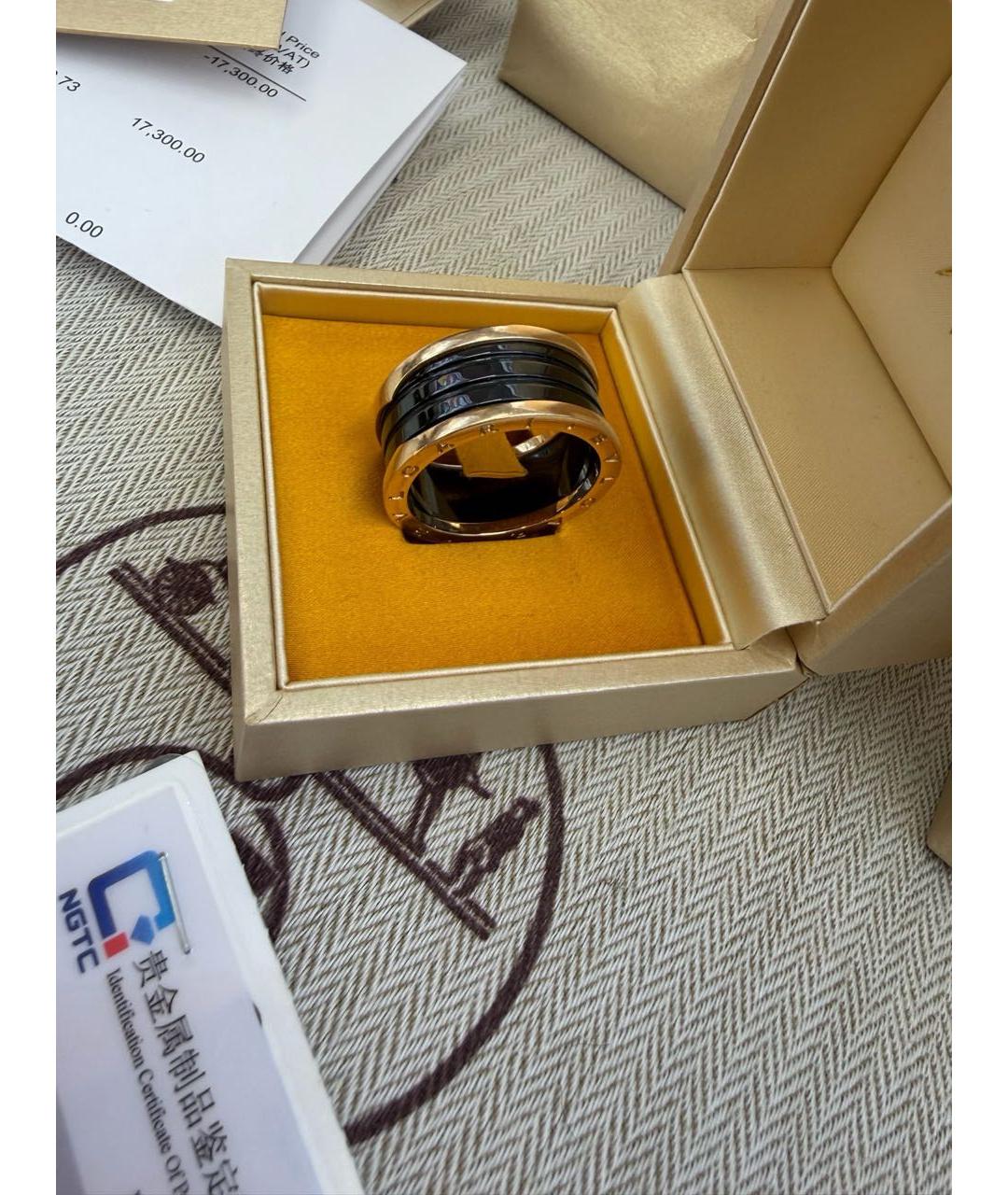BVLGARI Черное кольцо из желтого золота, фото 4