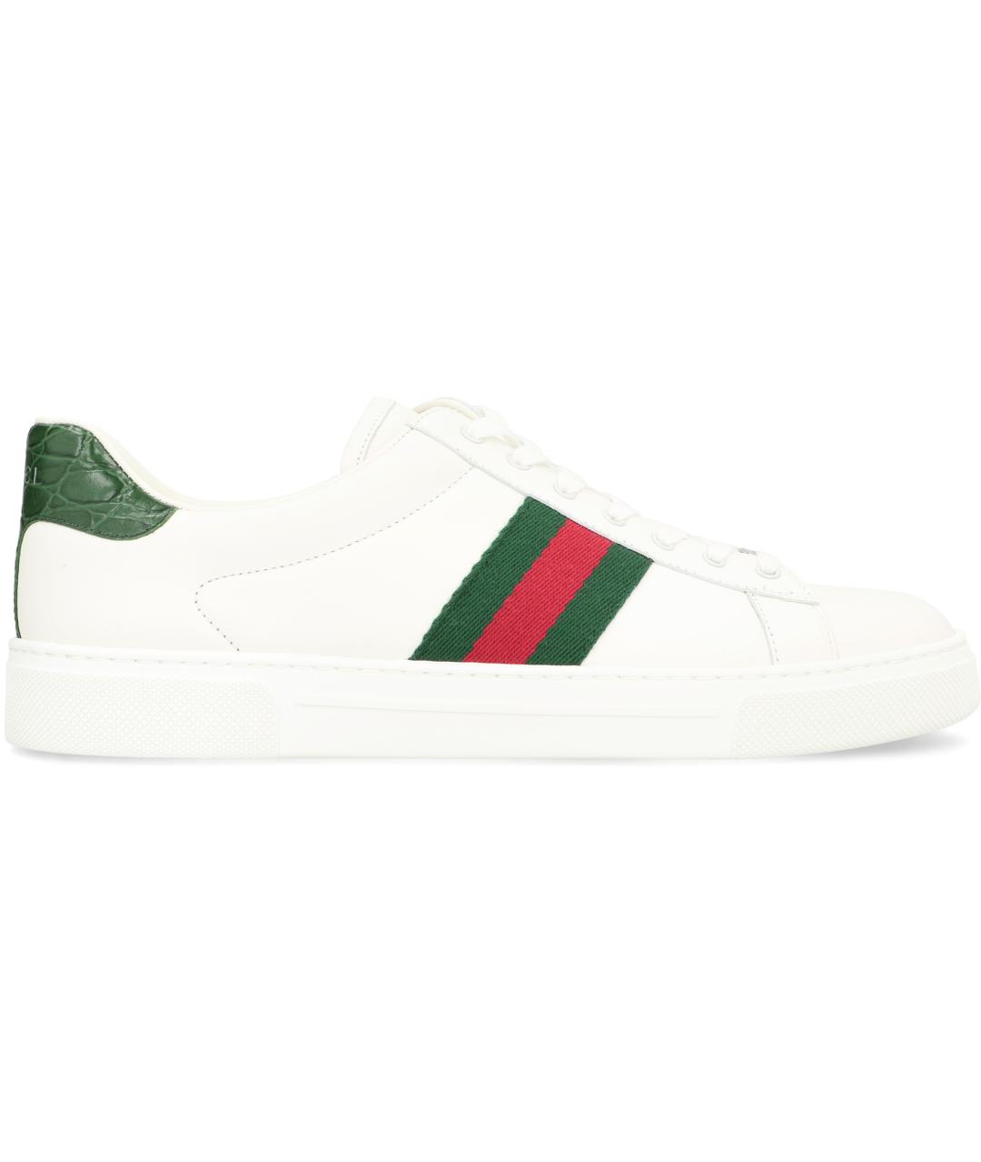 GUCCI Белые кожаные кроссовки, фото 2