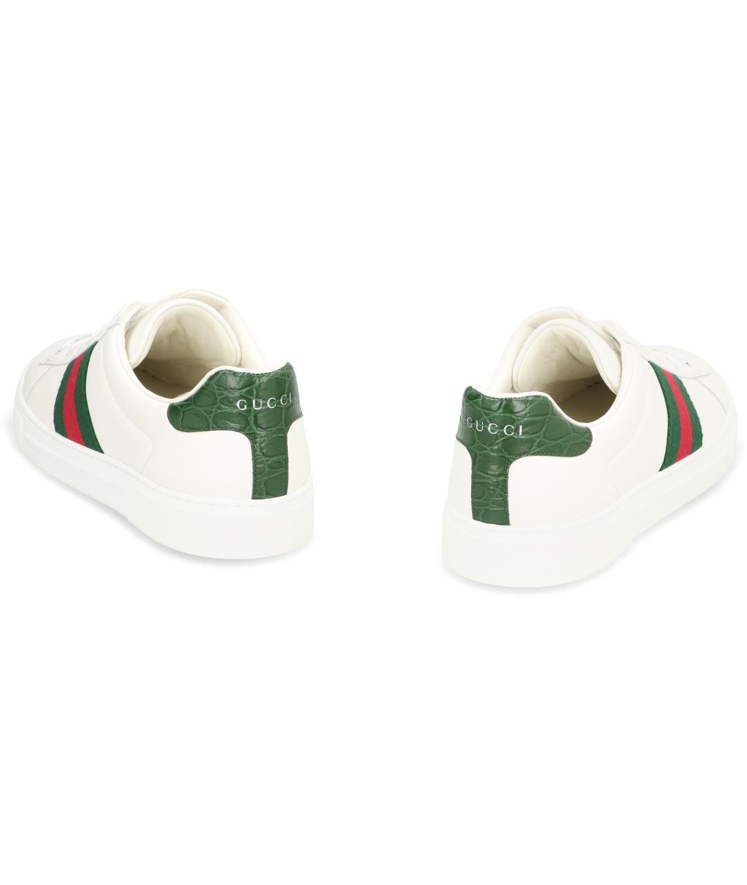 GUCCI Белые кожаные кроссовки, фото 4