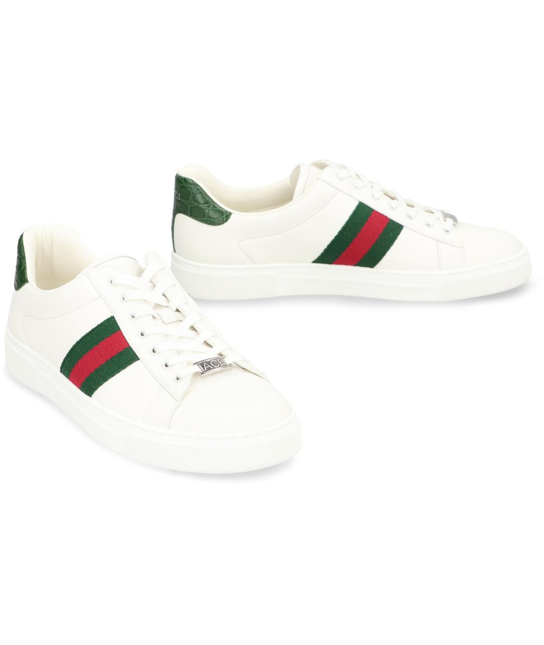 GUCCI Белые кожаные кроссовки, фото 3