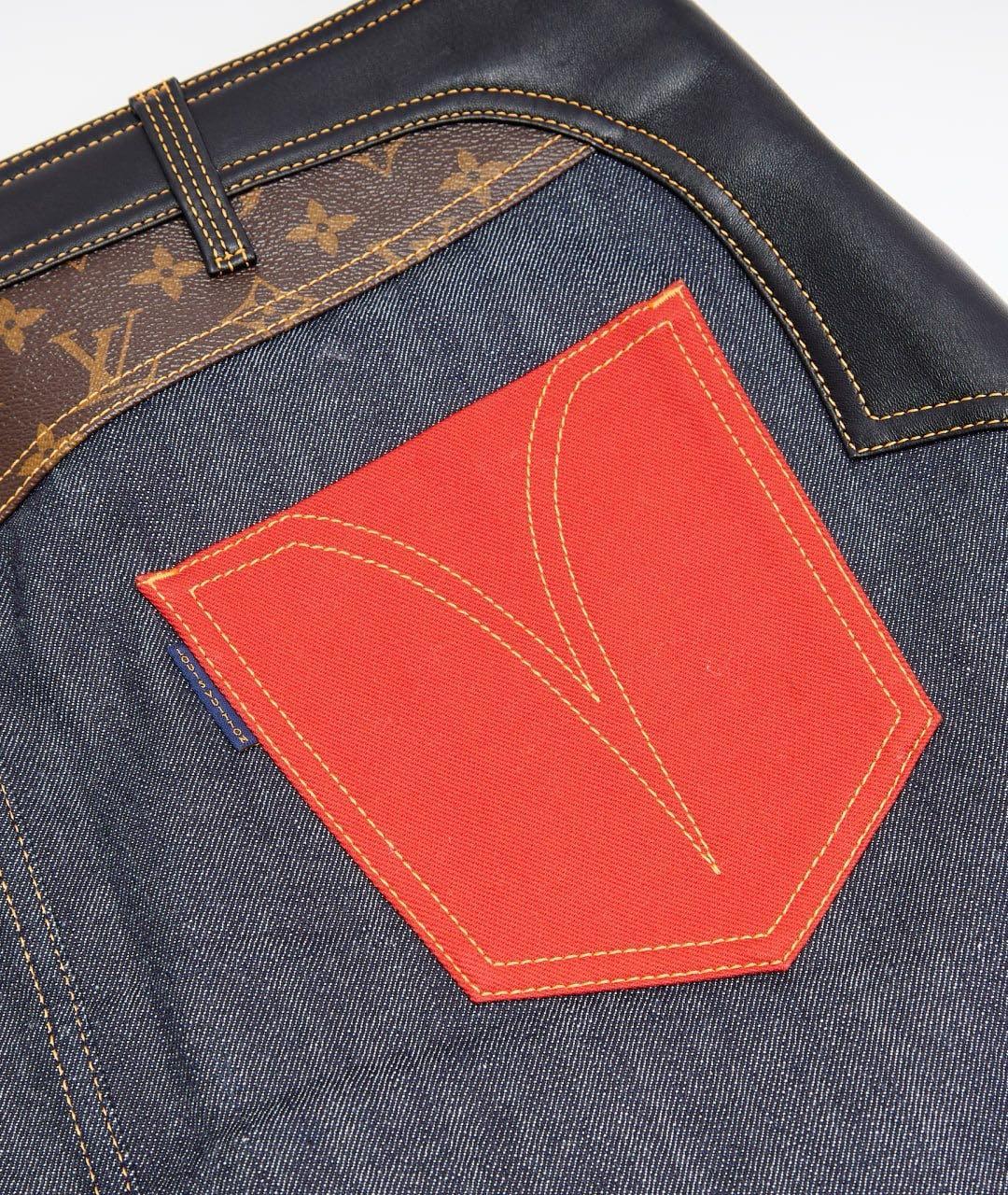 LOUIS VUITTON Синяя деним юбка мини, фото 4