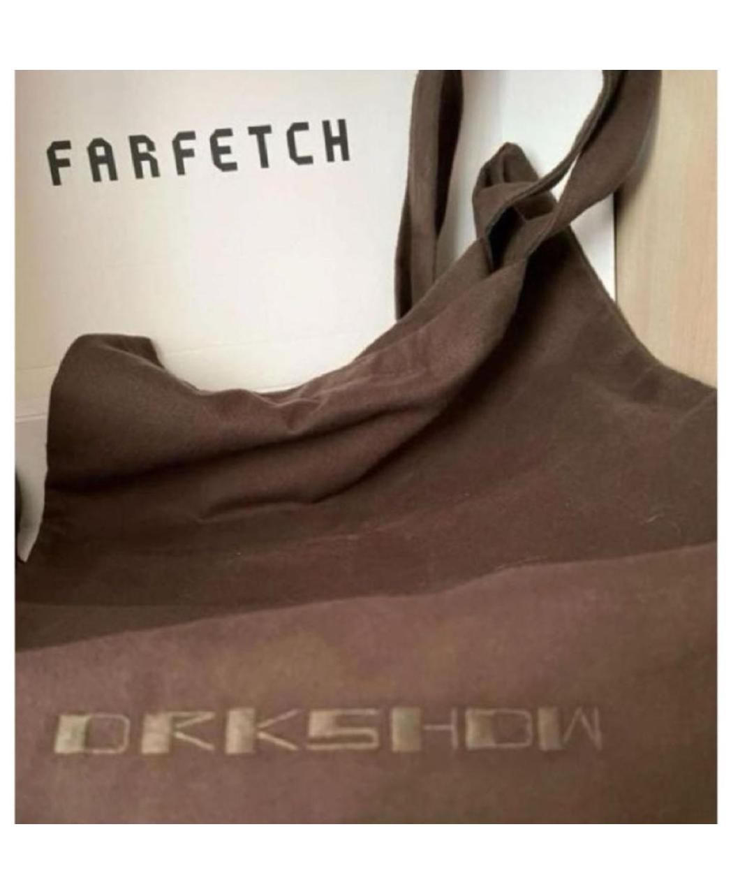 RICK OWENS DRKSHDW Коричневая хлопковая сумка тоут, фото 5