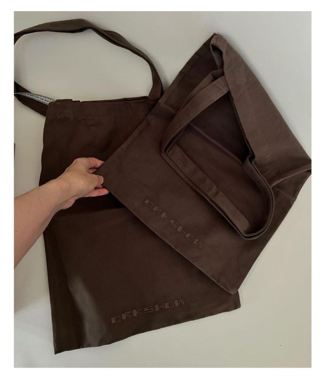 RICK OWENS DRKSHDW Коричневая хлопковая сумка через плечо, фото 2