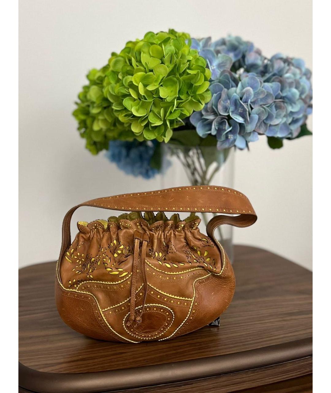 ALEXANDER MCQUEEN Коричневая кожаная сумка с короткими ручками, фото 8