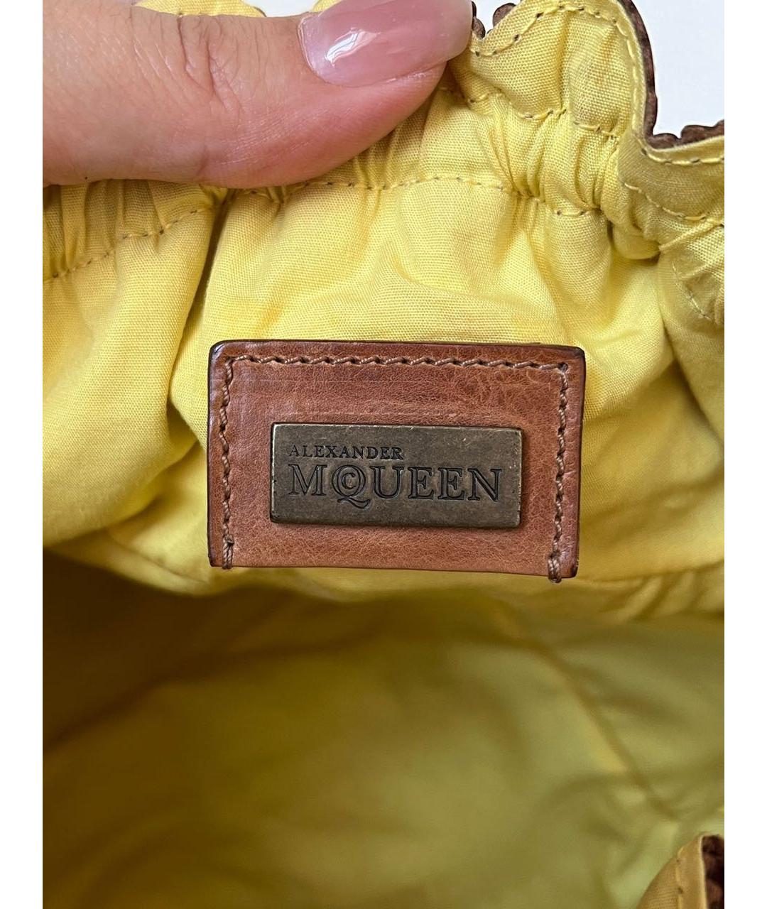 ALEXANDER MCQUEEN Коричневая кожаная сумка с короткими ручками, фото 7