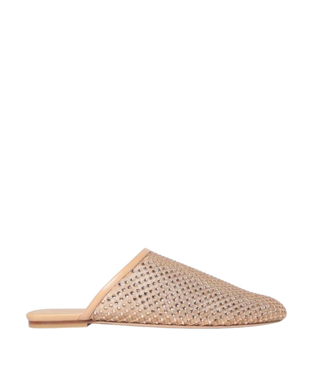STUART WEITZMAN Золотые текстильные сабо, фото 1