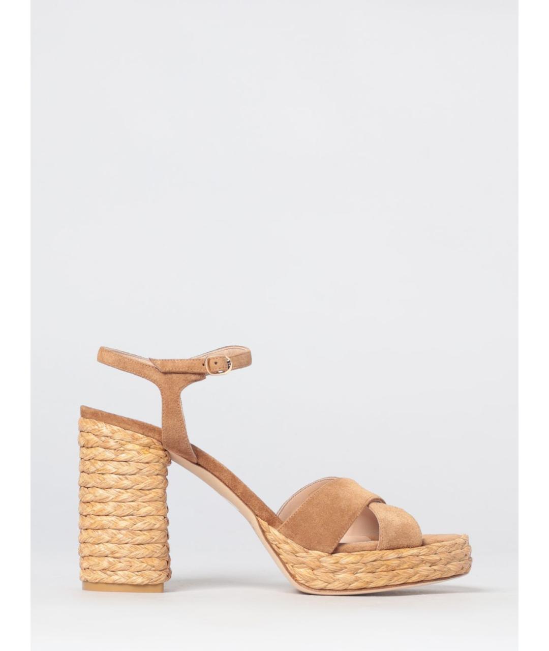 STUART WEITZMAN Бежевые замшевые босоножки, фото 1