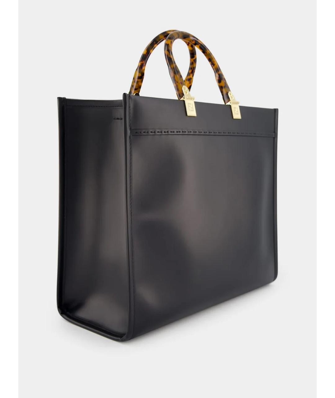 FENDI Черная кожаная сумка тоут, фото 4
