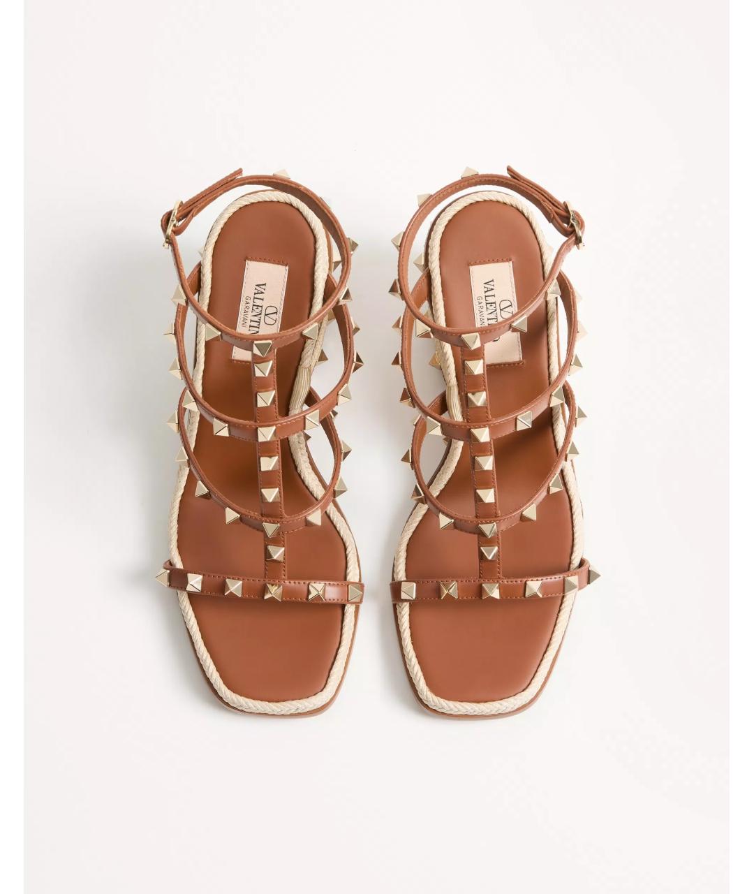 VALENTINO Коричневые кожаные босоножки, фото 2