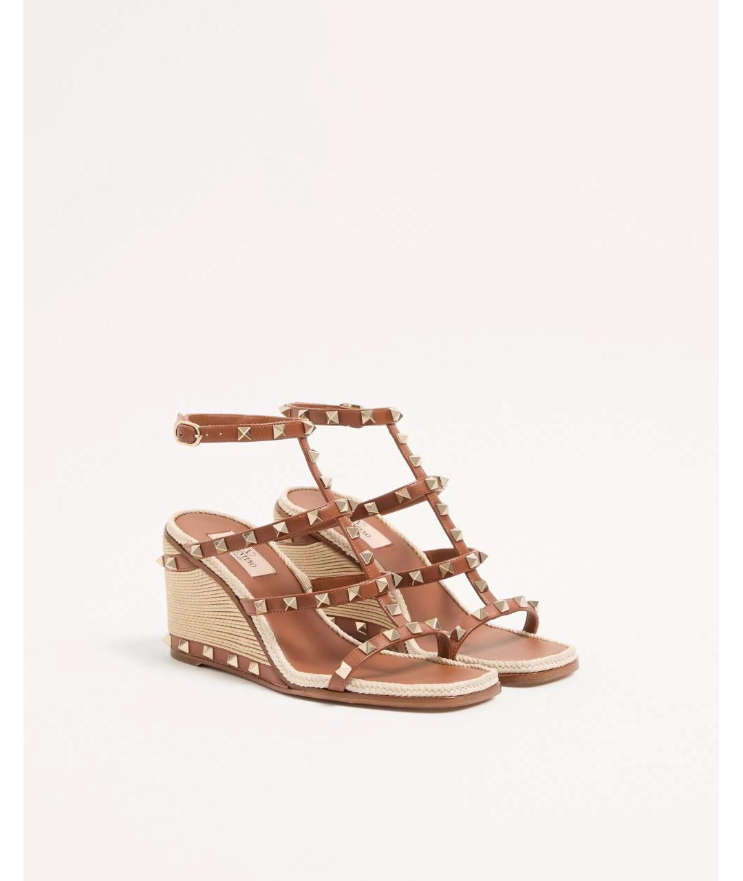 VALENTINO Коричневые кожаные босоножки, фото 3