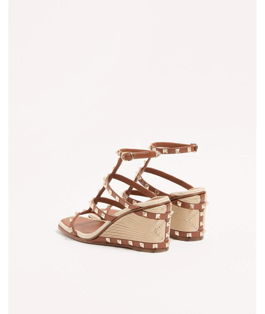 VALENTINO Коричневые кожаные босоножки, фото 4