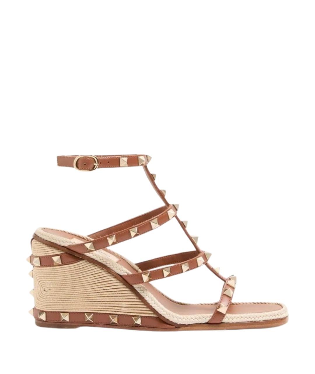 VALENTINO Коричневые кожаные босоножки, фото 1