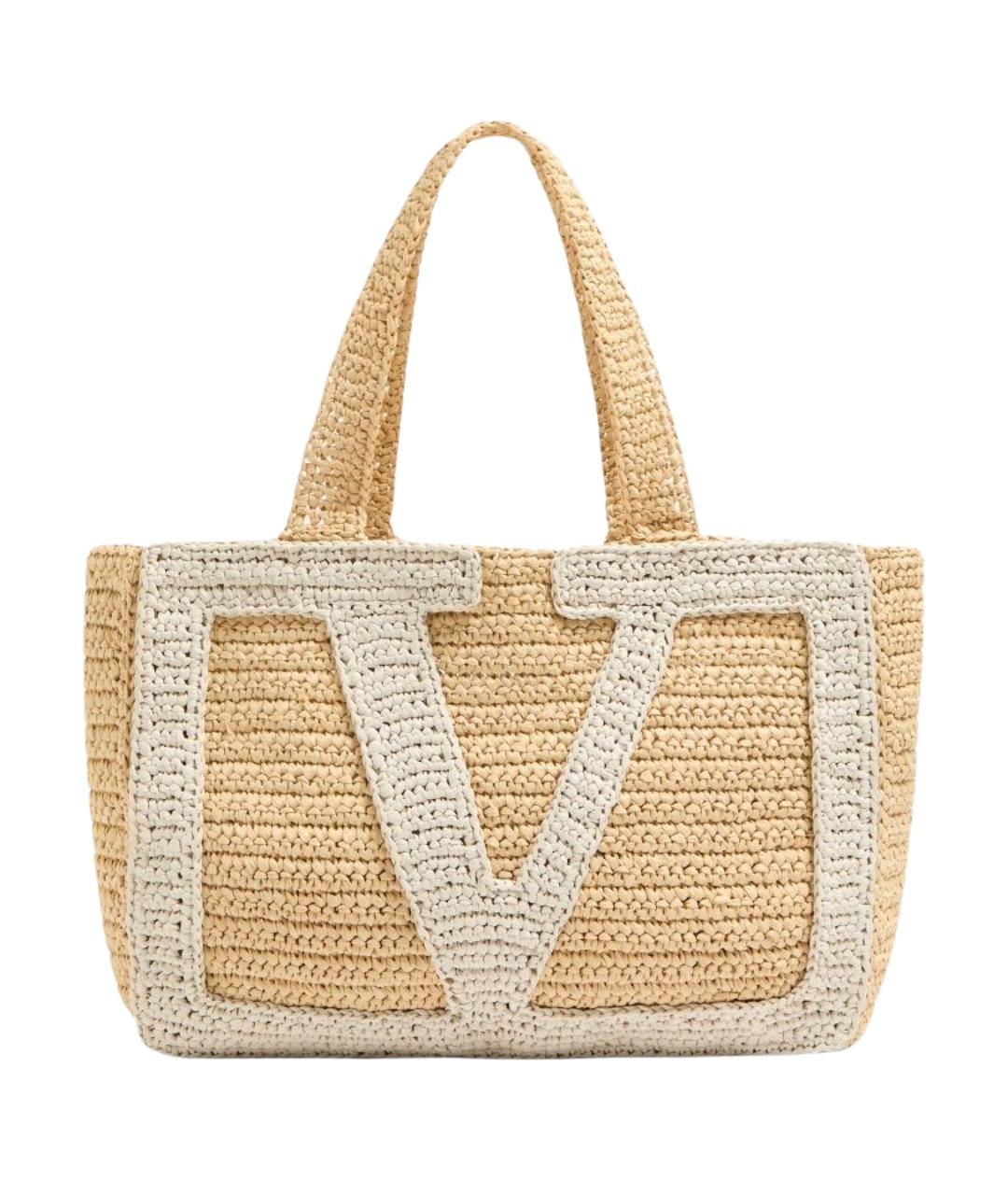VALENTINO Бежевая рафия сумка тоут, фото 1