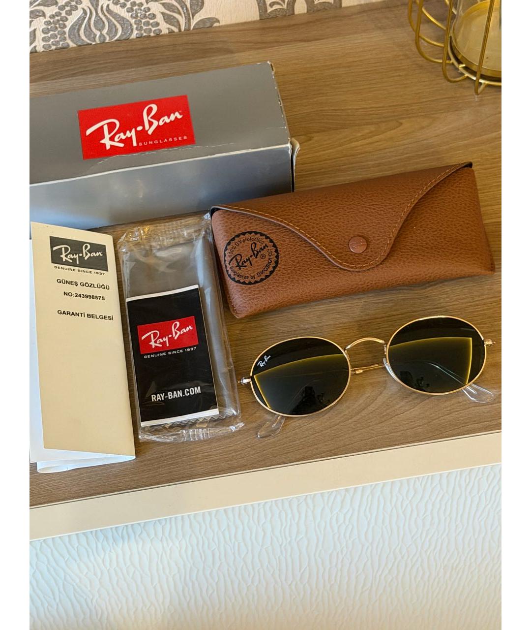 RAY BAN Золотые металлические солнцезащитные очки, фото 2