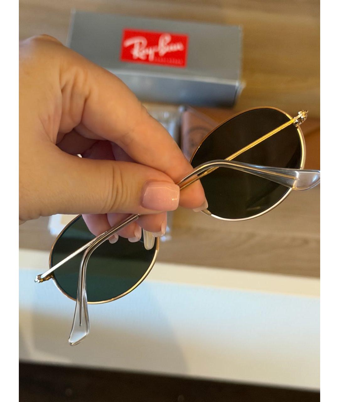 RAY BAN Золотые металлические солнцезащитные очки, фото 7