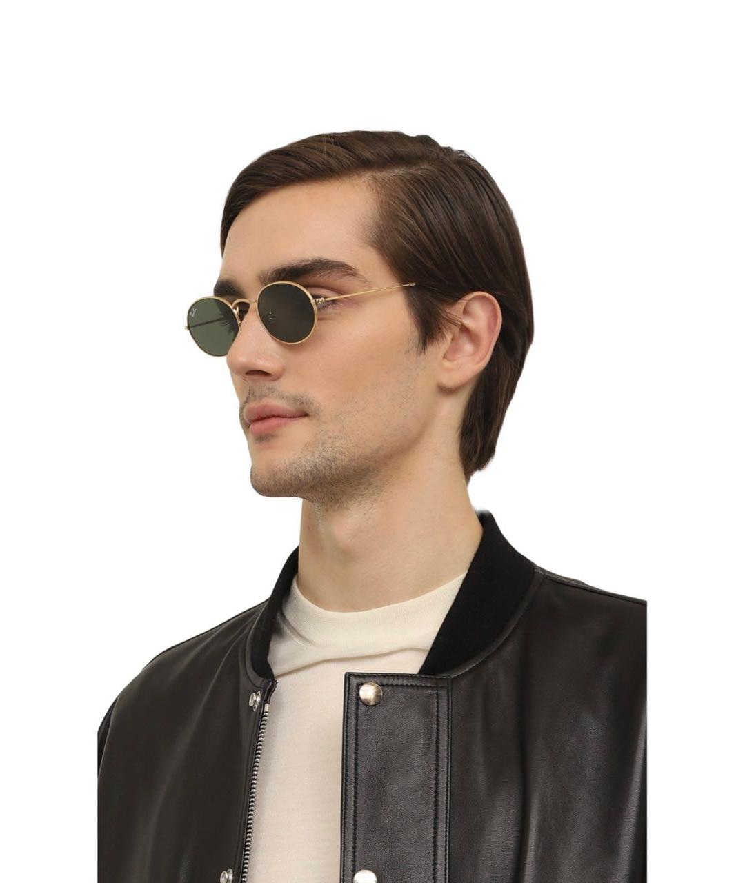 RAY BAN Золотые металлические солнцезащитные очки, фото 6