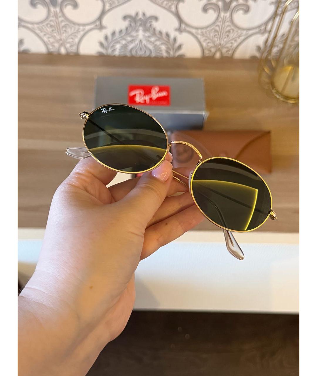 RAY BAN Золотые металлические солнцезащитные очки, фото 3