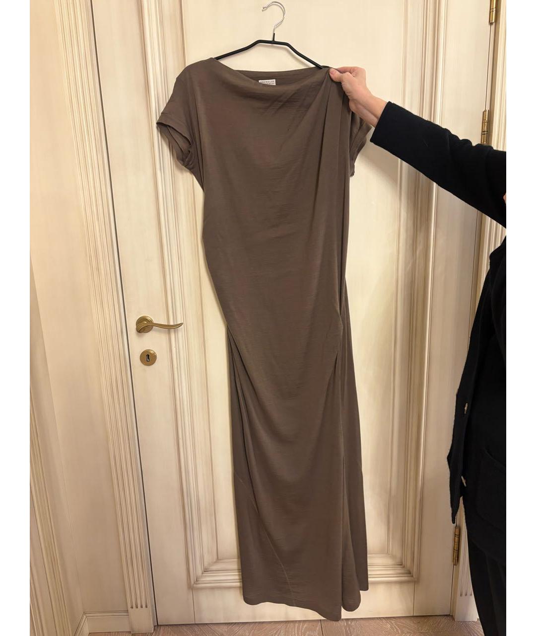 BRUNELLO CUCINELLI Коричневое шерстяное повседневное платье, фото 5