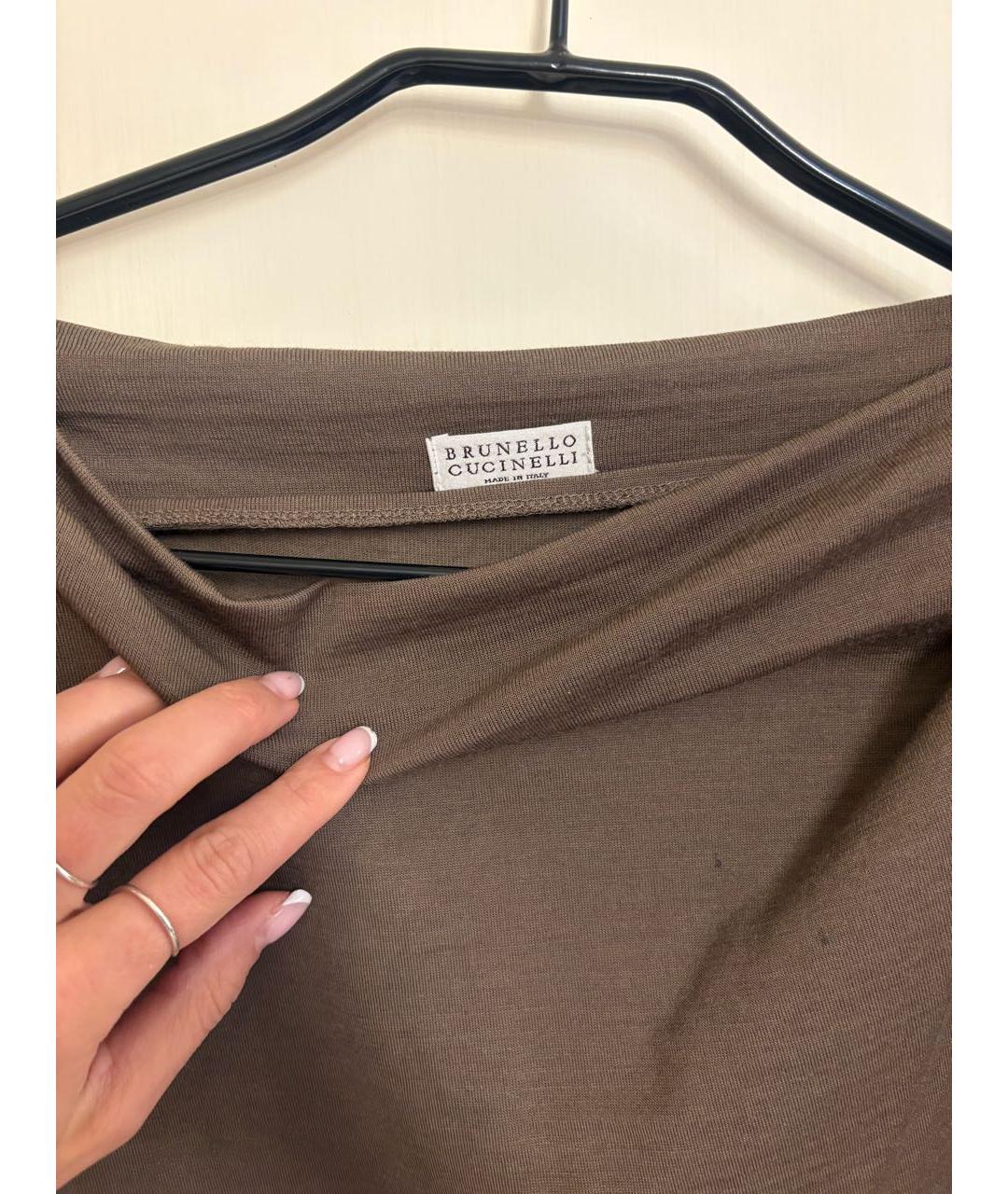 BRUNELLO CUCINELLI Коричневое шерстяное повседневное платье, фото 3