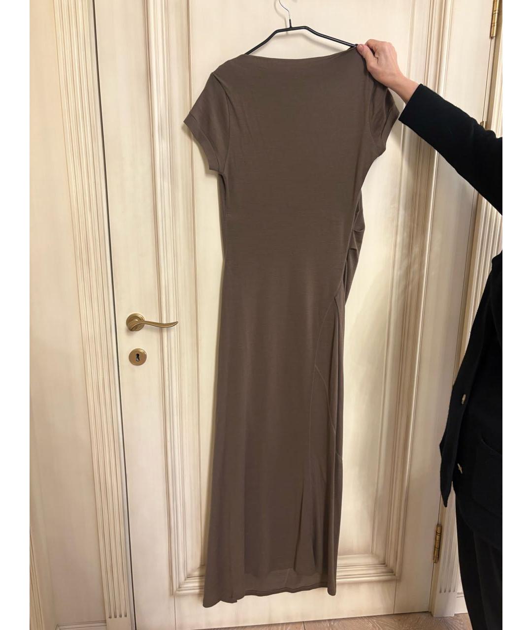 BRUNELLO CUCINELLI Коричневое шерстяное повседневное платье, фото 2