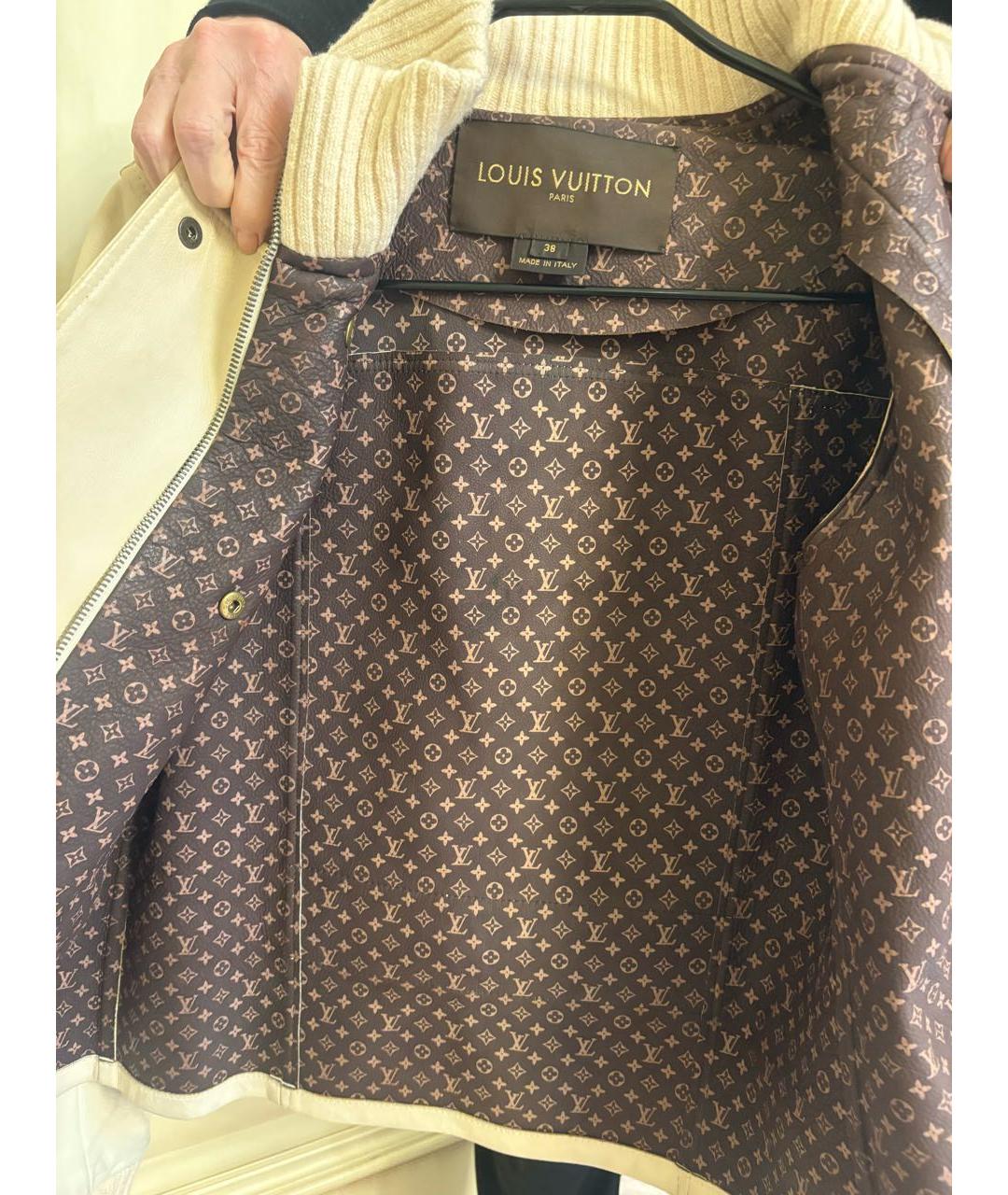 LOUIS VUITTON Бежевая кожаная куртка, фото 3