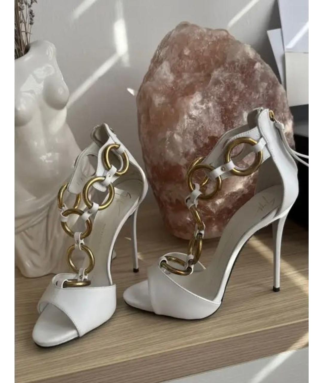GIUSEPPE ZANOTTI DESIGN Белые кожаные босоножки, фото 3