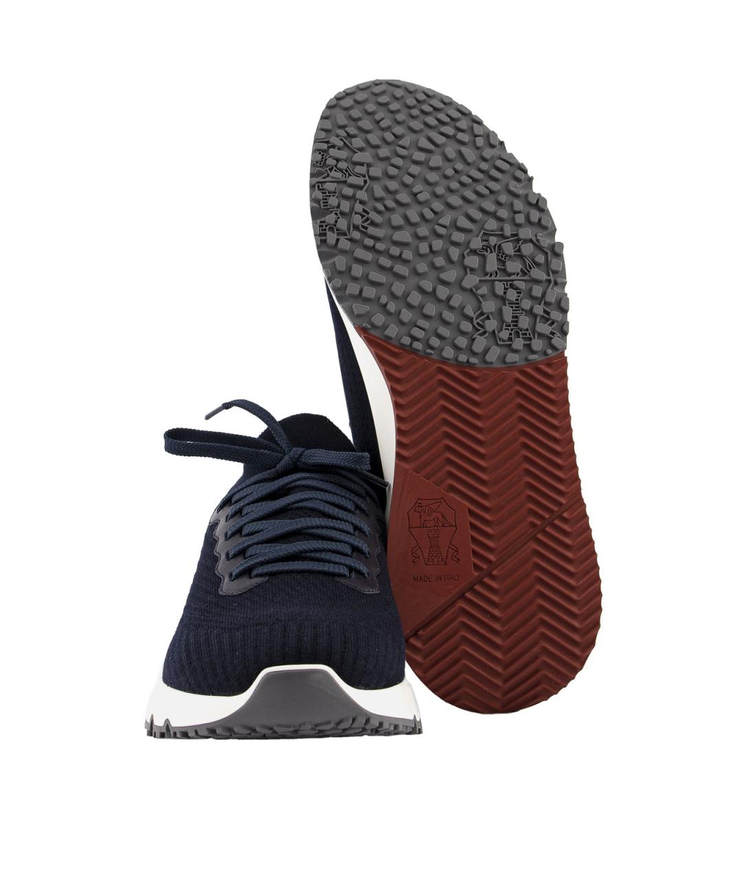 BRUNELLO CUCINELLI Синие текстильные низкие кроссовки / кеды, фото 5