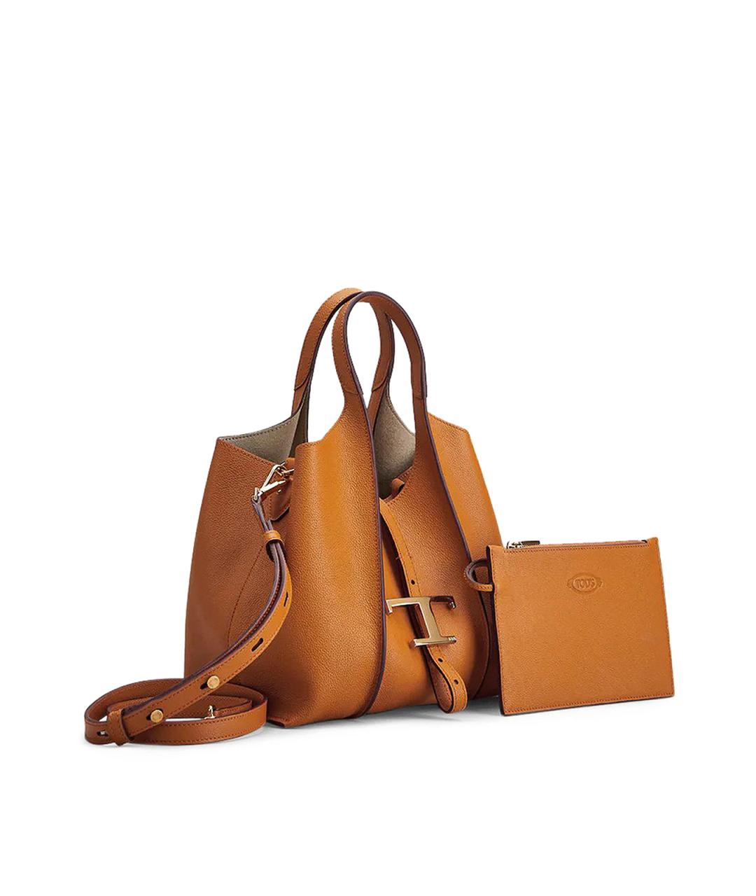 TOD'S Бежевая кожаная сумка тоут, фото 2