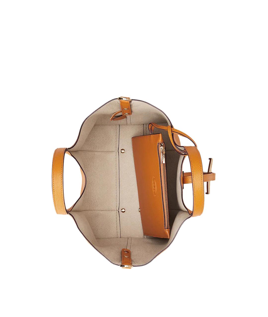 TOD'S Бежевая кожаная сумка тоут, фото 4