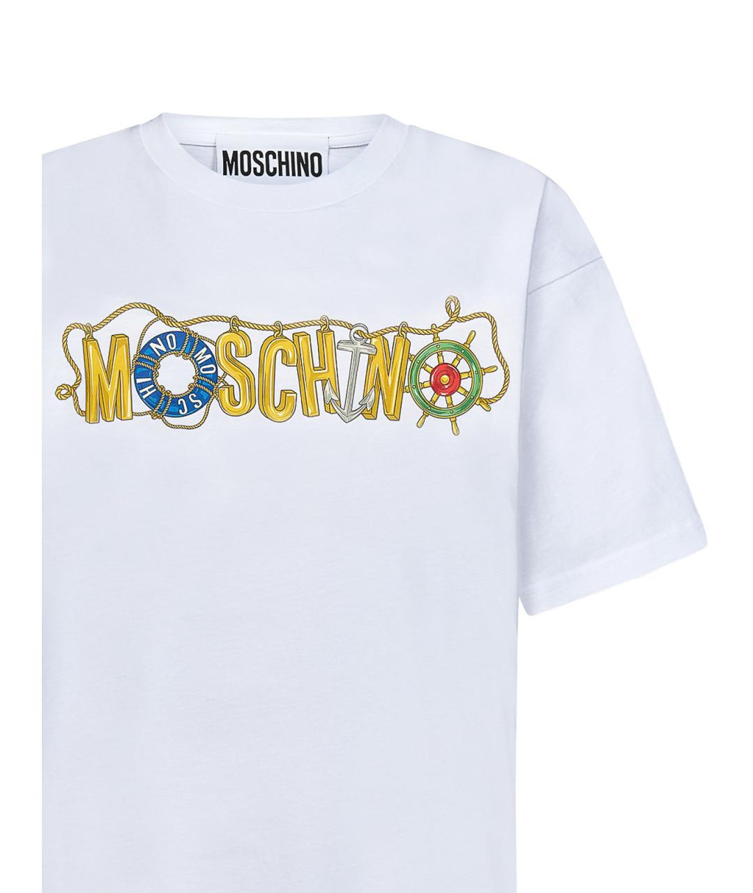 MOSCHINO Белая хлопковая футболка, фото 3
