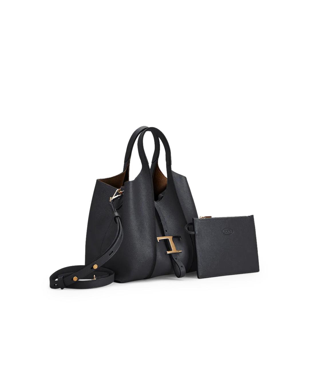 TOD'S Черная кожаная сумка тоут, фото 2