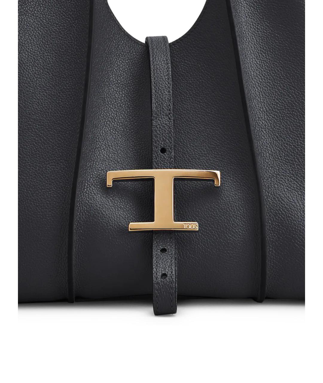 TOD'S Черная кожаная сумка тоут, фото 4