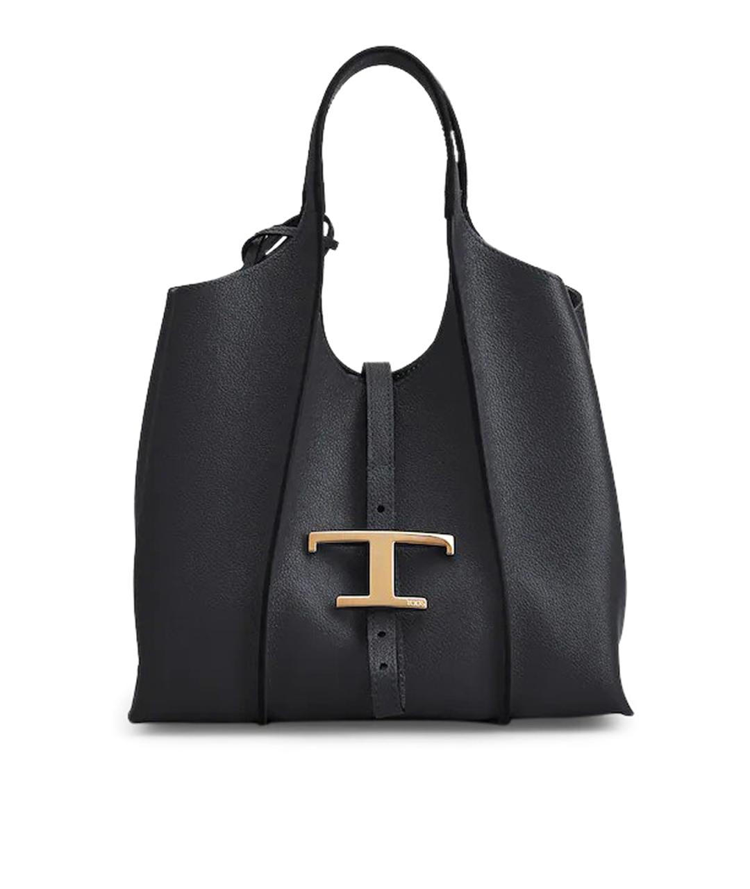 TOD'S Черная кожаная сумка тоут, фото 1