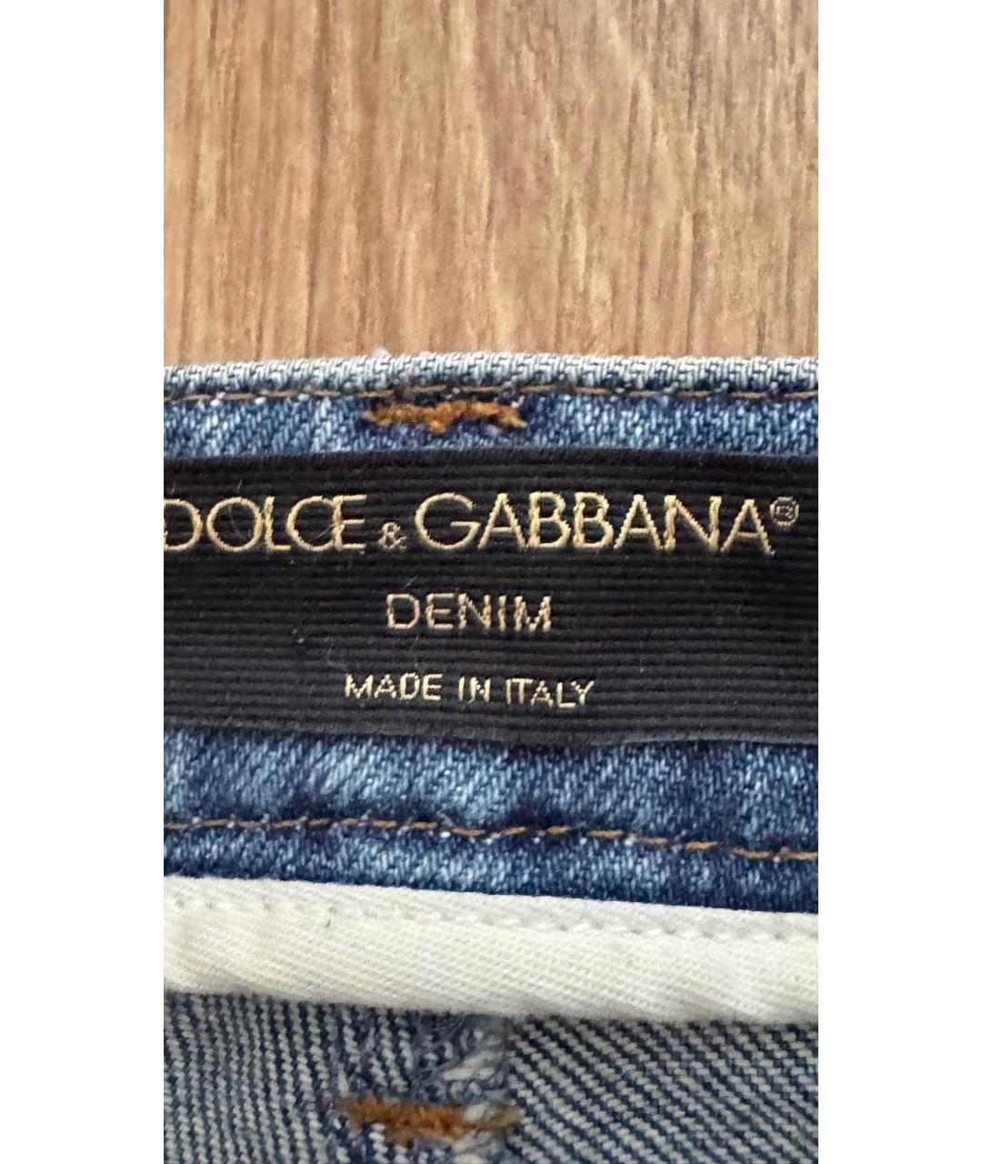 DOLCE&GABBANA Синие хлопковые прямые джинсы, фото 4